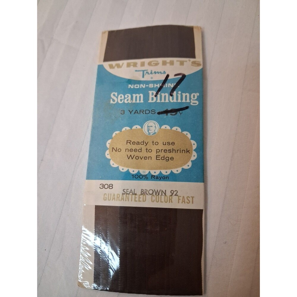 Wrights Seam Binding 1 Pack Brown Single Fold Hem Finishing  Vintage Accent Trim